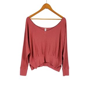 Free People Beach Dolman Tunic Vneck Loose Fit Pullover Top Size L